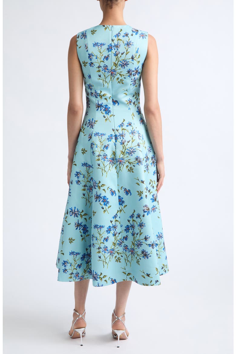 Mara Magnolia Taffeta Faille Midi Dress, Alternate, color, MAGNOLIA PRINT - BLUE