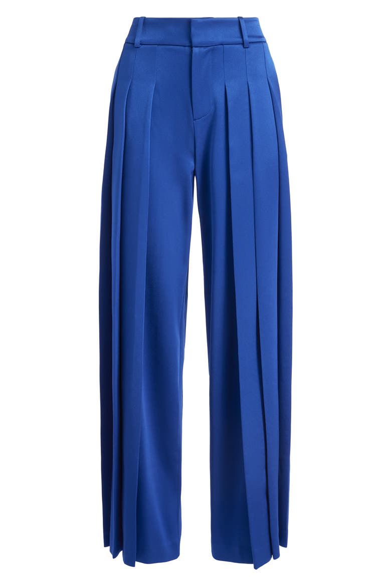 Simon Pleated Wide Leg Satin Pants, Alternate, color, ROYAL