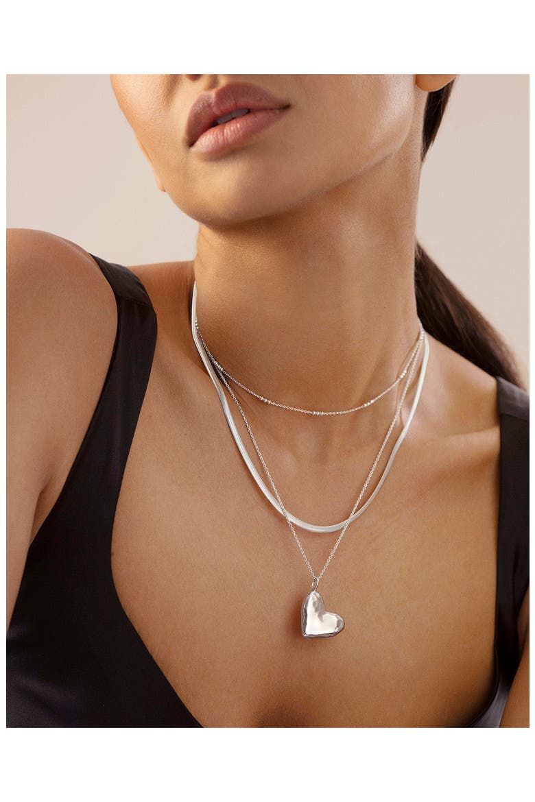 Recycled Sterling Silver Heart Locket Pendant Necklace, Alternate, color, STERLING SILVER