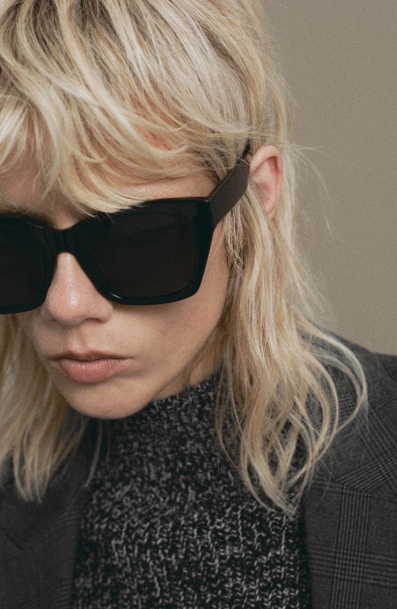 MANGO Marled Mock Neck Short Sleeve Sweater, Alternate, color, Black