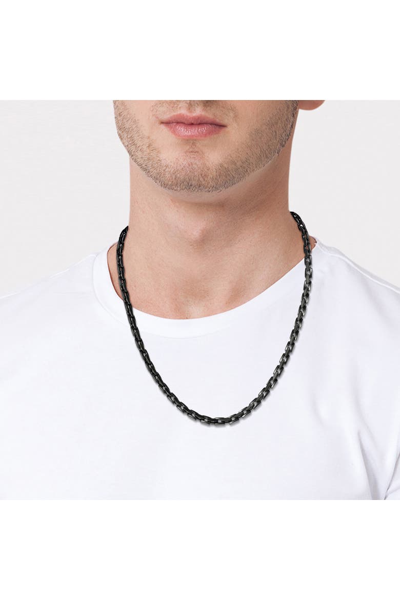 Men's Black Stainless Link 22'' Chain Necklace, Polished Ion-Plated Finish, Alternate, color, Black