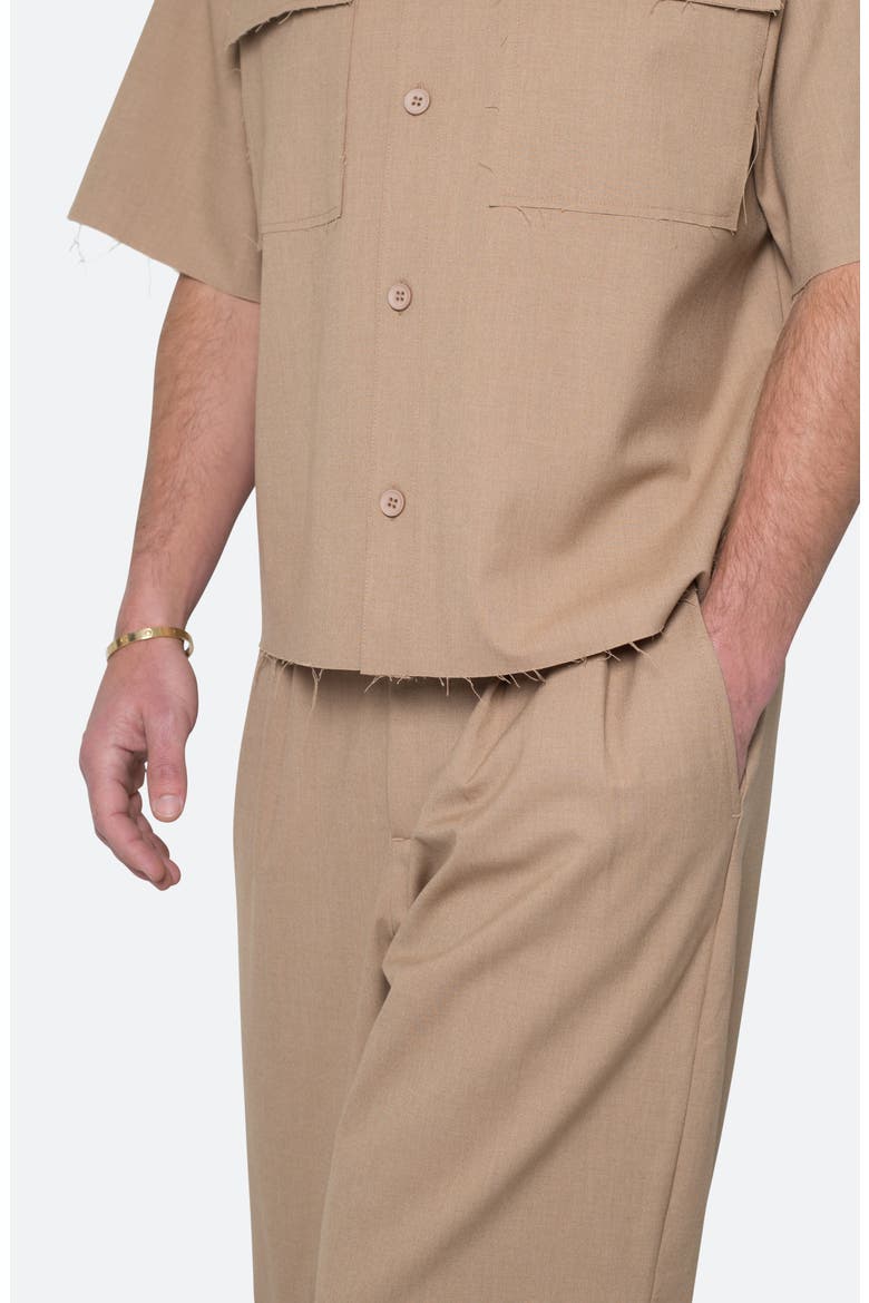 Oversize Crop Short Sleeve Button-Up Shirt, Alternate, color, KHAKI