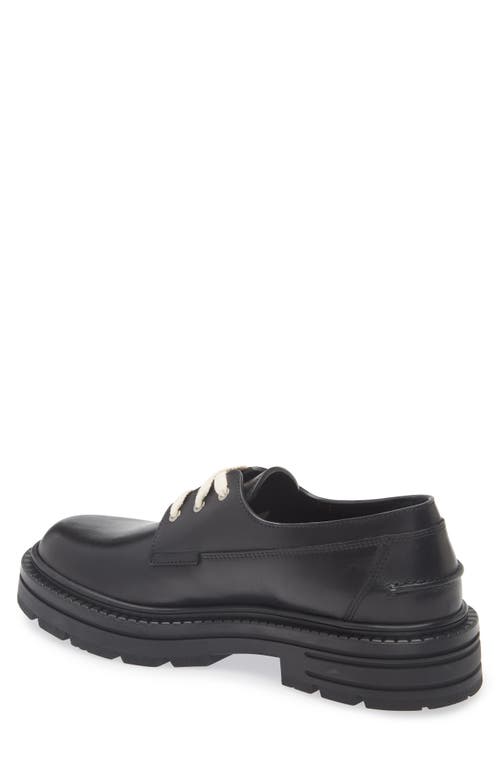 Versace Adriano Leather Derby Shoes In Black-ruthenium