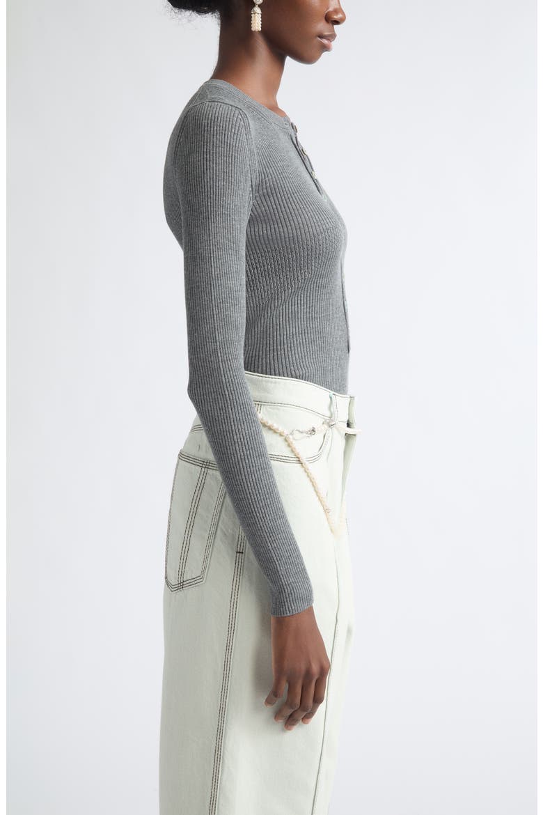 Insider Merino Wool & Silk Knit Top, Alternate, color, GRIS