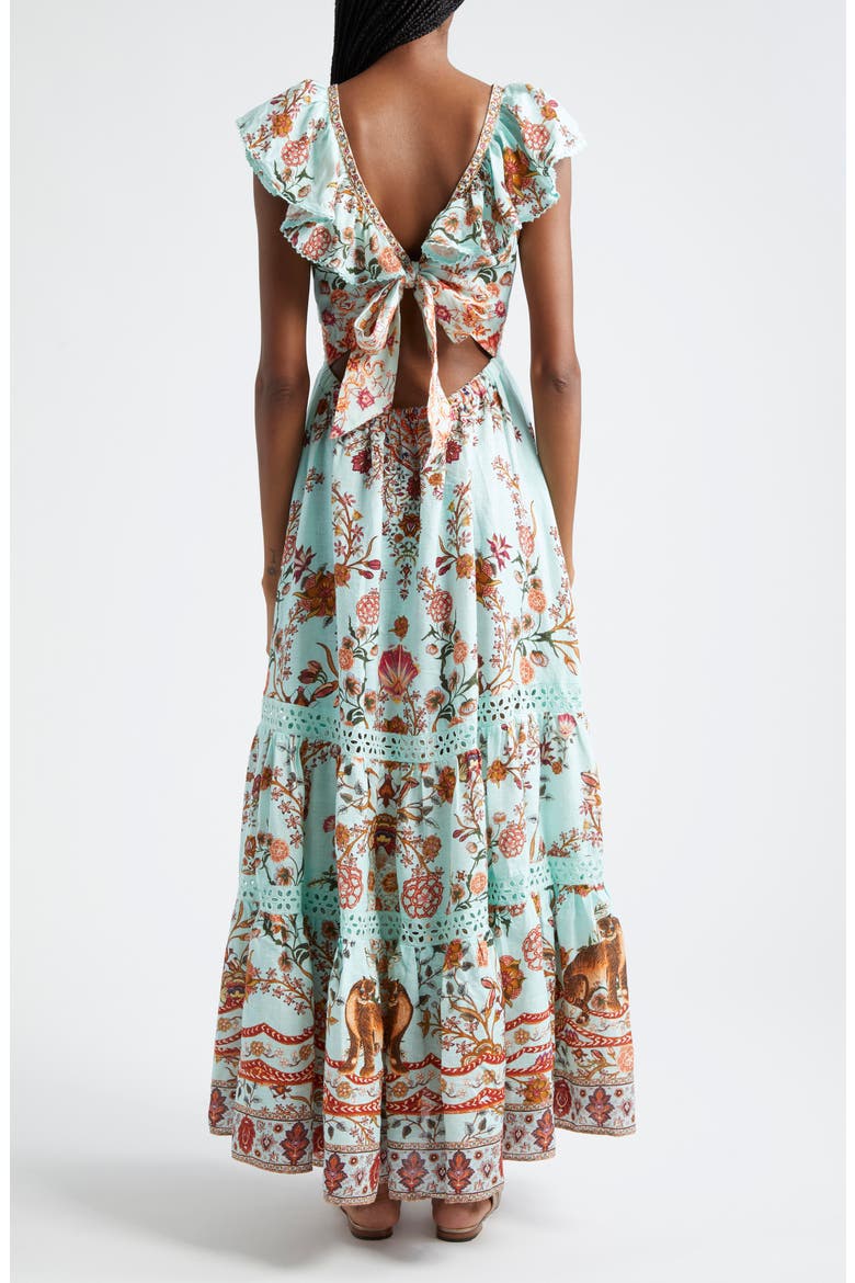Weaving Worlds Floral Tiered Linen Maxi Dress, Alternate, color, WEAVING WORLDS