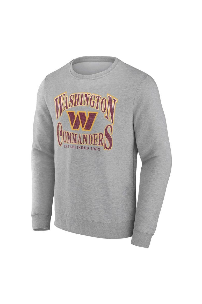 Men's Fanatics Branded Heather Gray Washington Commanders Playability Pullover Sweatshirt, Alternate, color, Heather Gray