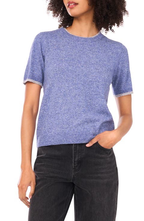 Double Crewneck Short Sleeve Cotton Sweater