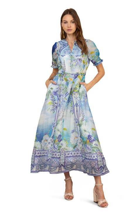 Cyrilla Linen Organza Maxi Dress