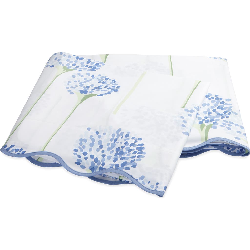 Matouk Floral Cotton Percale Flat Sheet In Azure