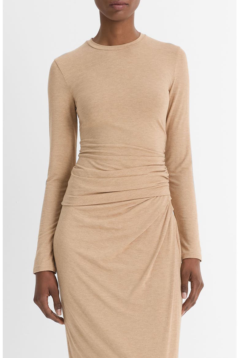 Side Drape Crewneck Top, Main, color, H CASHEW