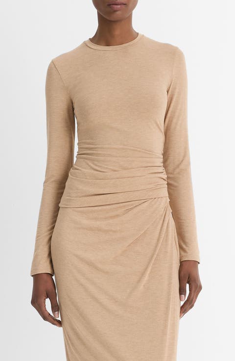 Side Drape Crewneck Top