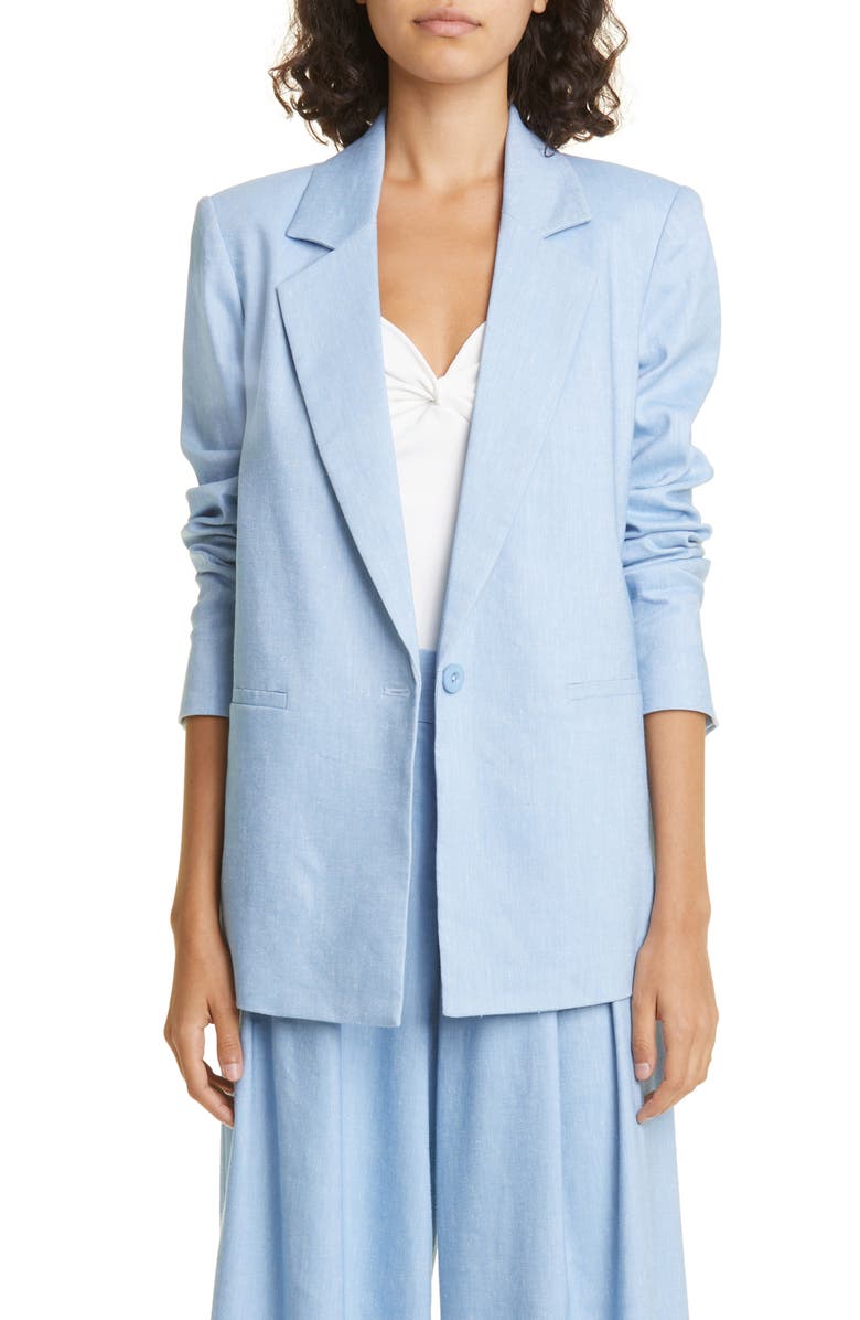 Alice + Olivia Denny Longline Blazer, Main, color, Chambray