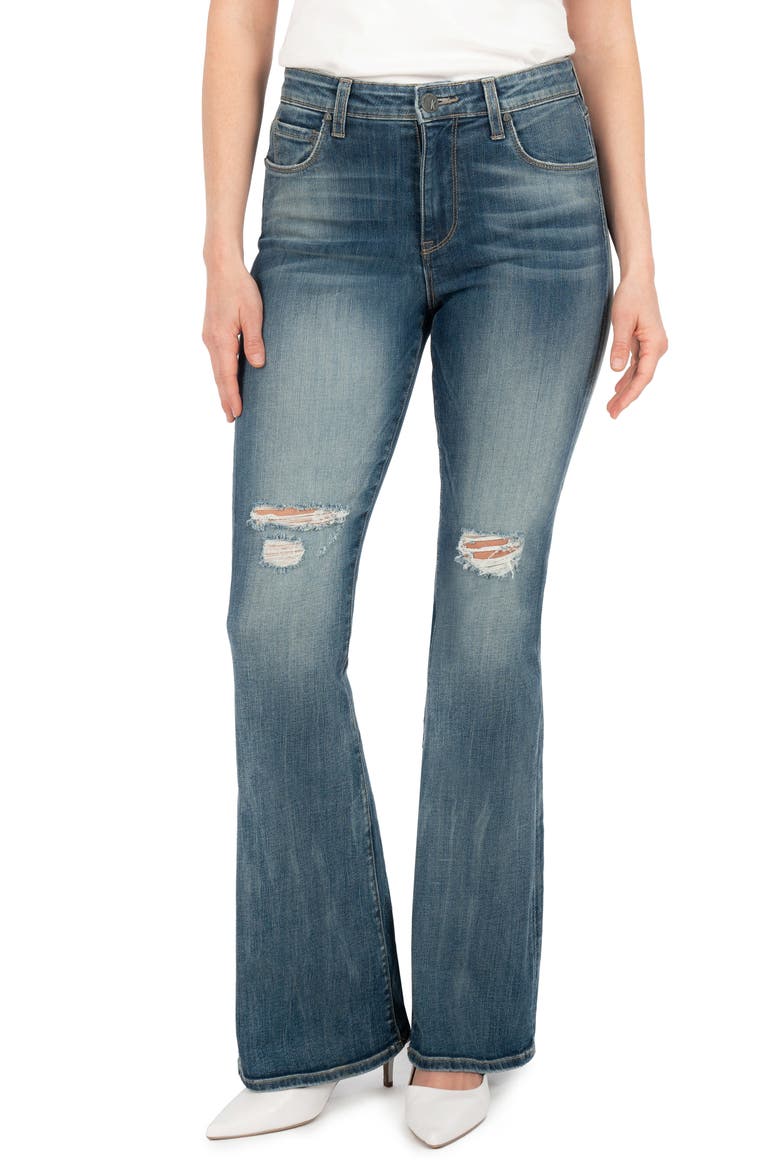 KUT from the Kloth Ana Ripped High Waist Flare Jeans, Main, color, MAGNITUDE