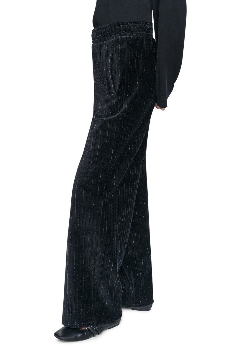 Metallic Velvet Wide Leg Pants, Alternate, color, BLACK