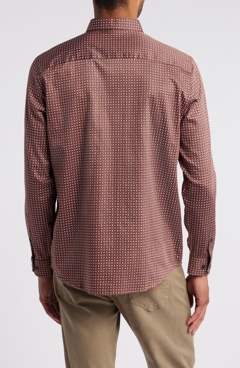 Johnston & Murphy Linked Ovals Print Button-Up Shirt, Alternate, color, Rust/ Navy