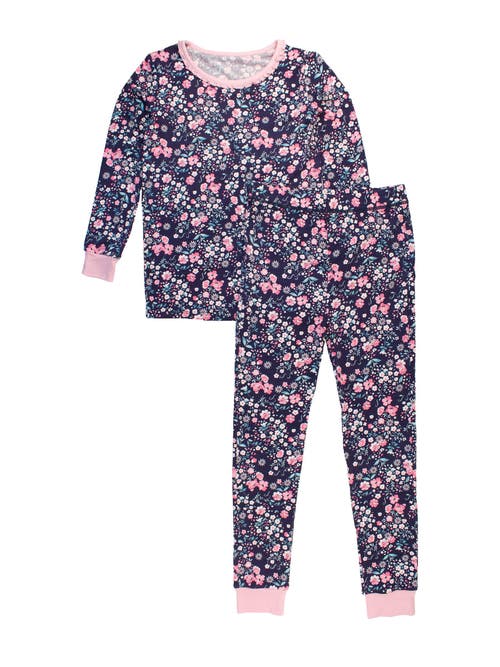 Shop Rufflebutts Softsnooze Girls Ruffle Long Sleeve Pajama Set In Moonlit Meadow