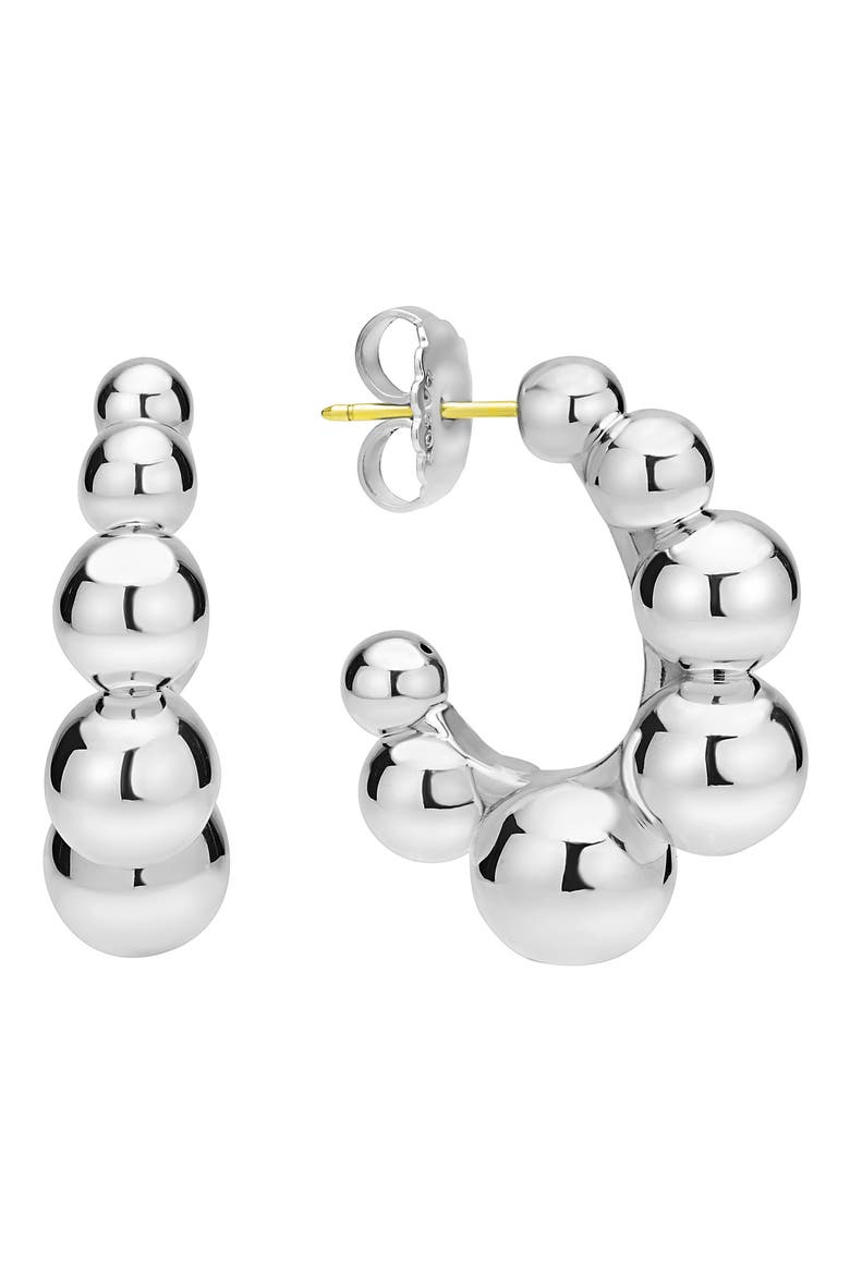 Caviar Bubbly Hoop Earrings, Main, color, STERLING SILVER