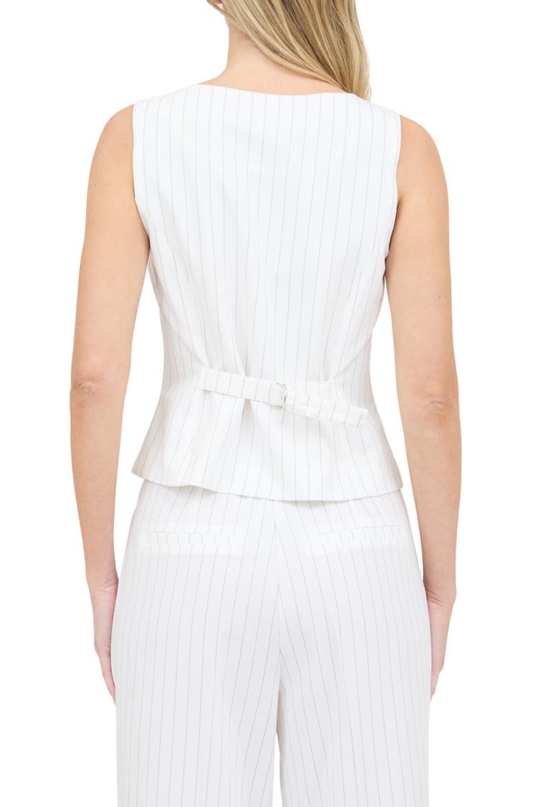 Pinstripe Fitted Button-Up Tank, Alternate, color, IVORY