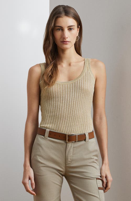 Ralph Lauren Women's Metallic Rib-knit Sweater Tank Top In Mineral Gold