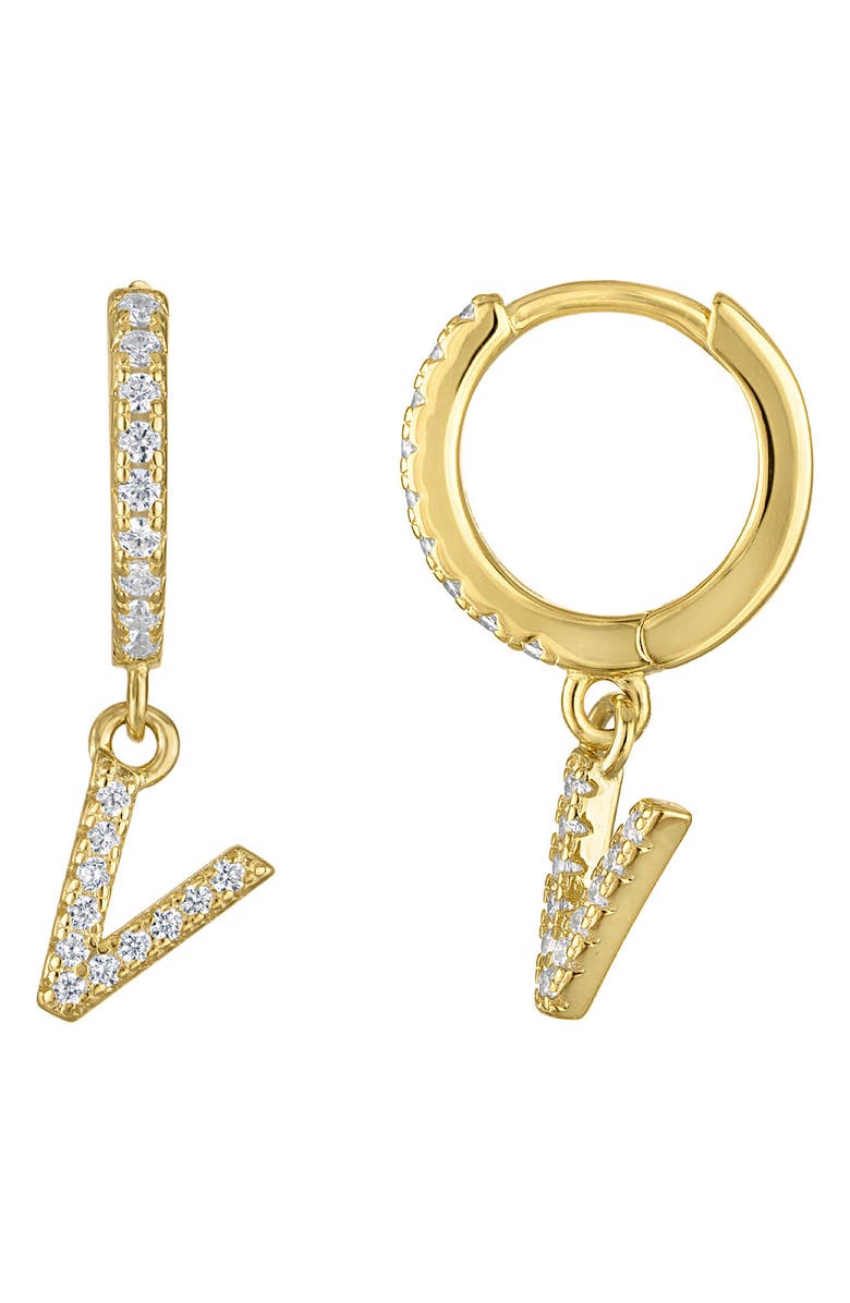 FZN Initial Charm Huggie Hoop Earrings, Main, color, Gold