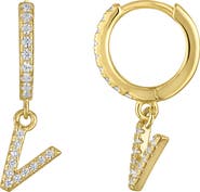 FZN Initial Charm Huggie Hoop Earrings