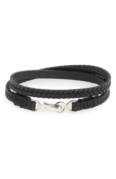Men's Embossed Double Wrap Leather Bracelet