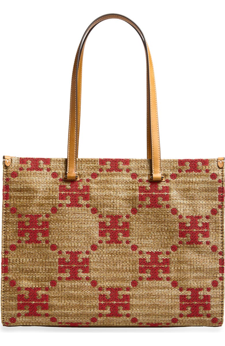 Tory Burch T Monogram Woven Tote, Main, color, Natural
