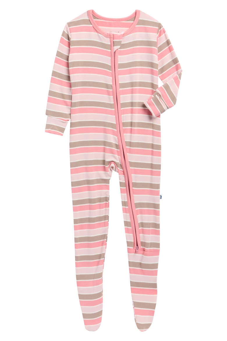 Striped Two-Way Zip Footie, Main, color, NEAPOLITAN STRIPE
