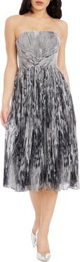 Dress the Population Nadine Metallic Strapless Fit & Flare Cocktail Dress