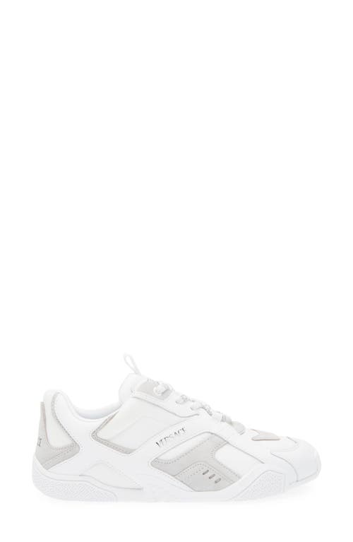 Versace Galaxia Suede-trimmed Leather Sneakers In White Concrete