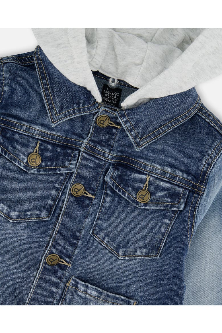 Denim Jacket with Removable French Terry Hood, Alternate, color, Navy Blue Denim