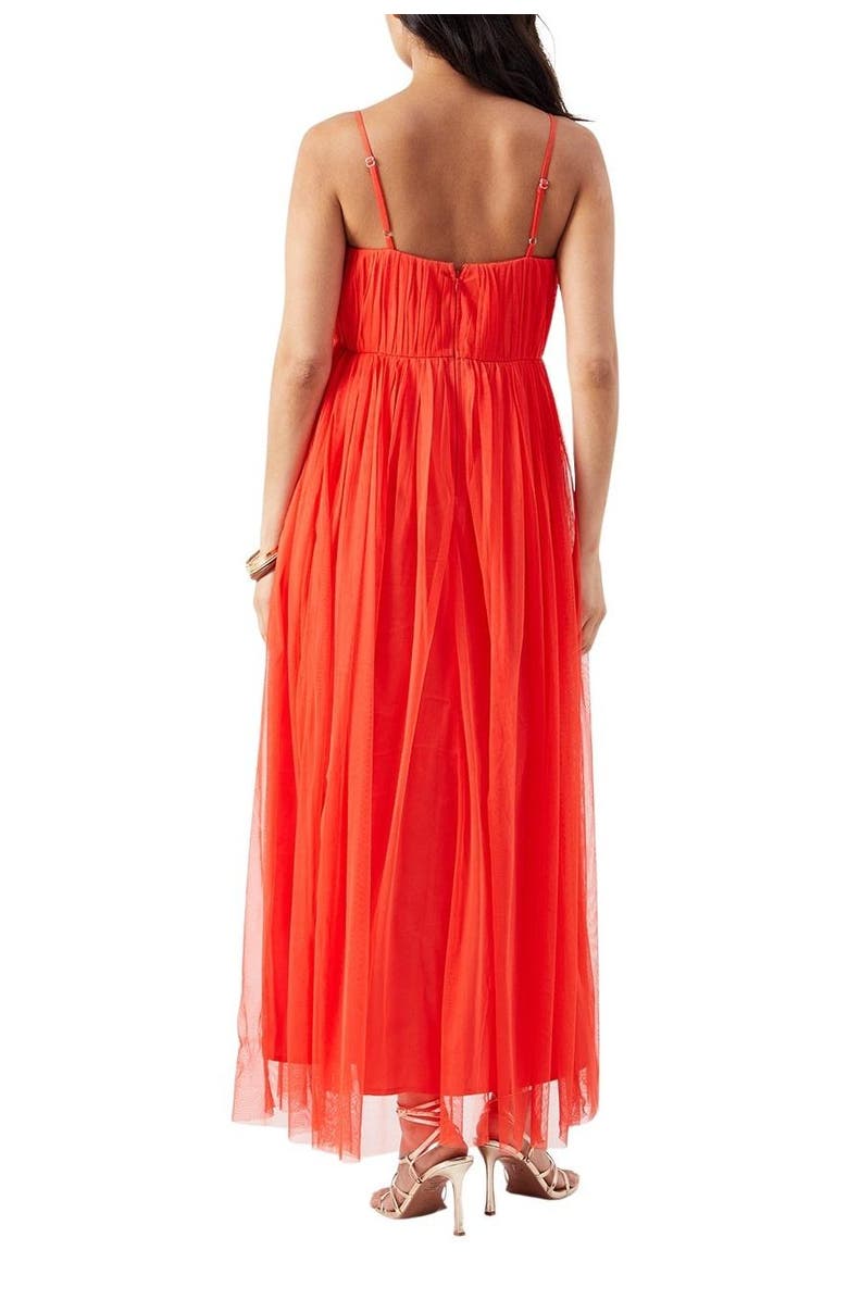 Warehouse Tulle Strappy Bandeau Maxi Dress, Alternate, color, Red