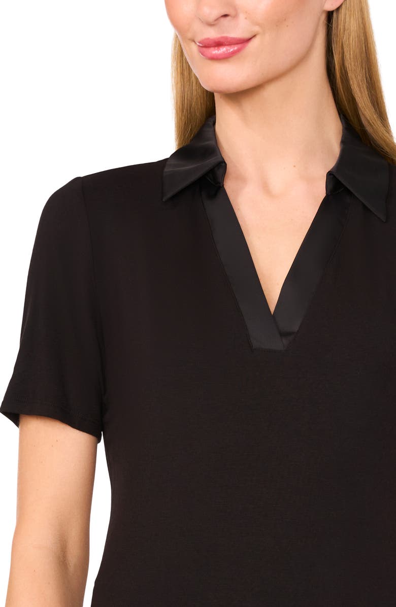 CeCe Mixed Media Johnny Collar Polo, Alternate, color, 