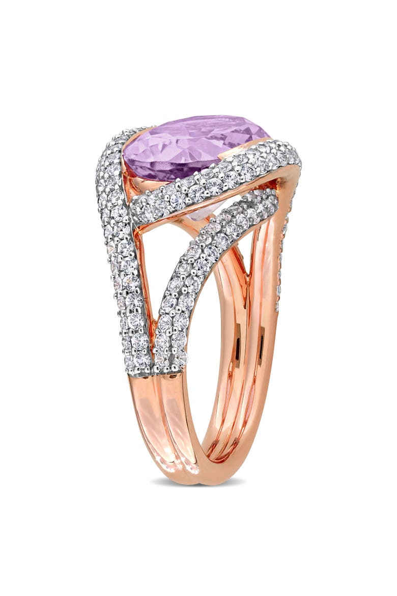 Amethyst & Lab-Created White Sapphire Halo Ring, Alternate, color, Pink Amethyst