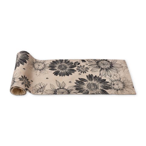 Let It Bee Black Sunflower Print Cotton Table Runner