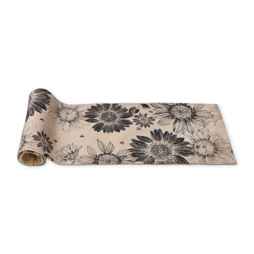 Tag Let It Bee Black Sunflower Print On Beige Background Cotton Machine Washable Table Runner Décor  In Sand