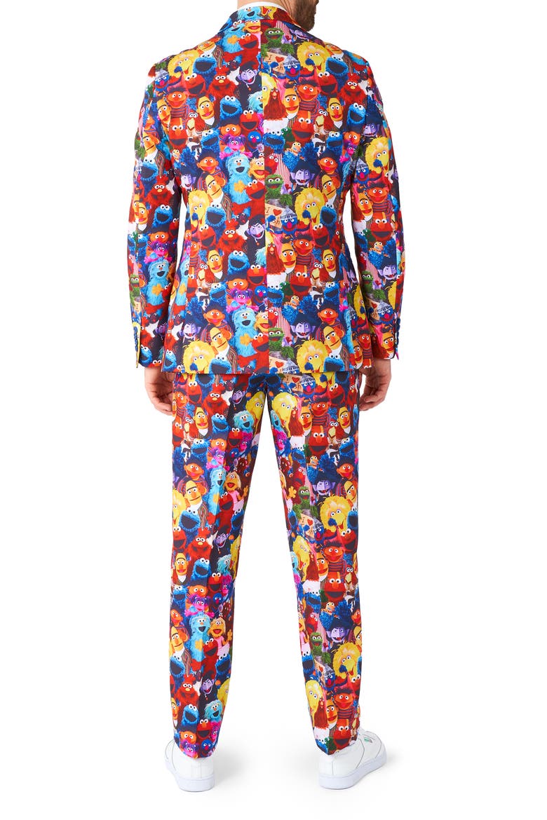 x Sesame Street Slim Fit Two-Piece Suit & Tie Set, Alternate, color, BLUE MULTI