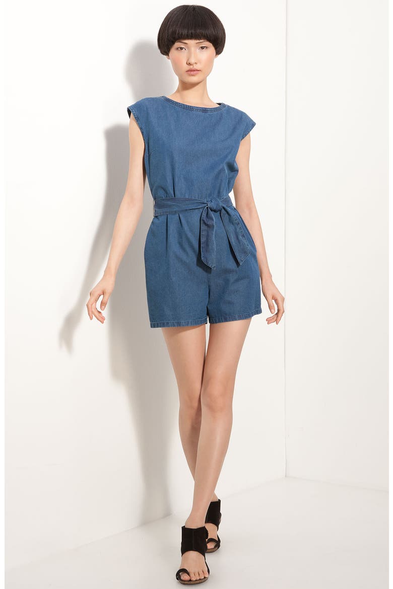Denim Romper, Main, color, BLEU ACIER