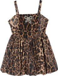 Juliette Kids' Animal Print Sequin Bubble Hem Dress