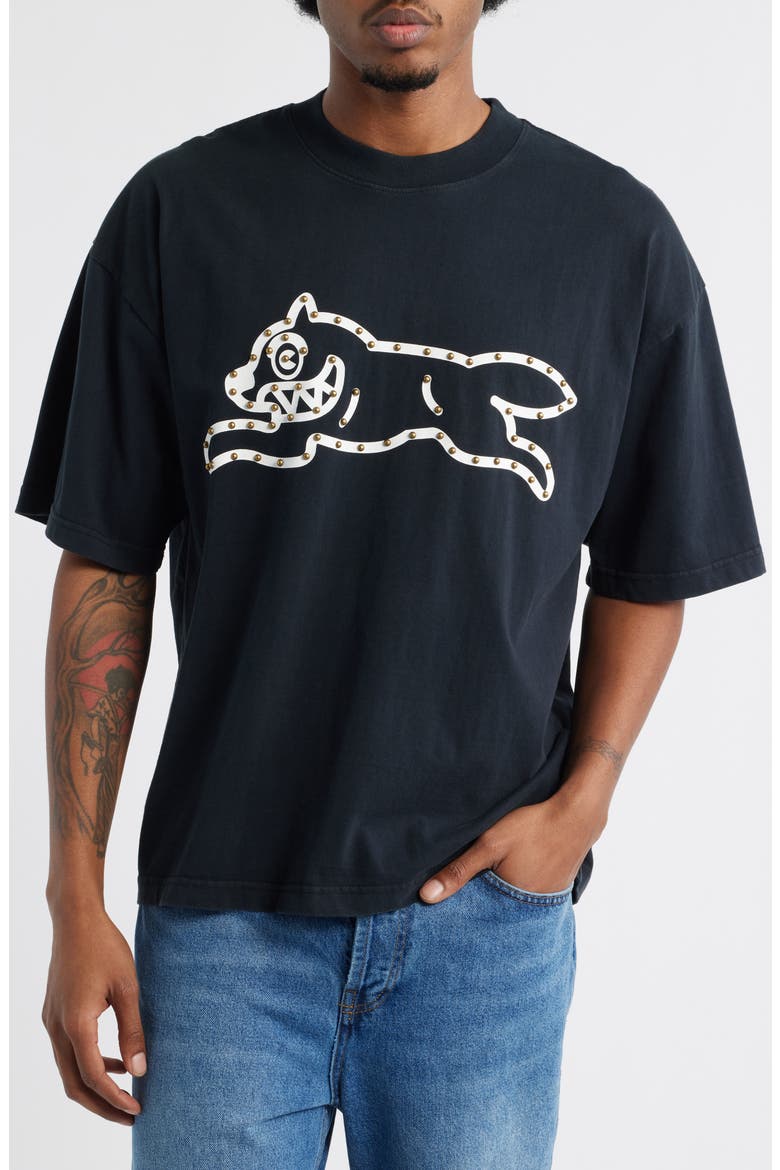 Frank Stud Logo Cotton T-Shirt, Main, color, CHARCOAL ART