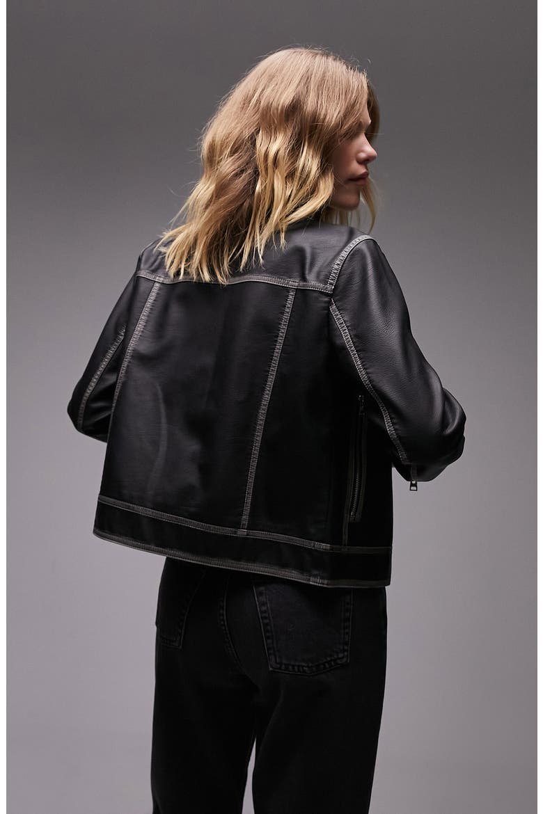 Faux Leather Jacket, Alternate, color, BLACK