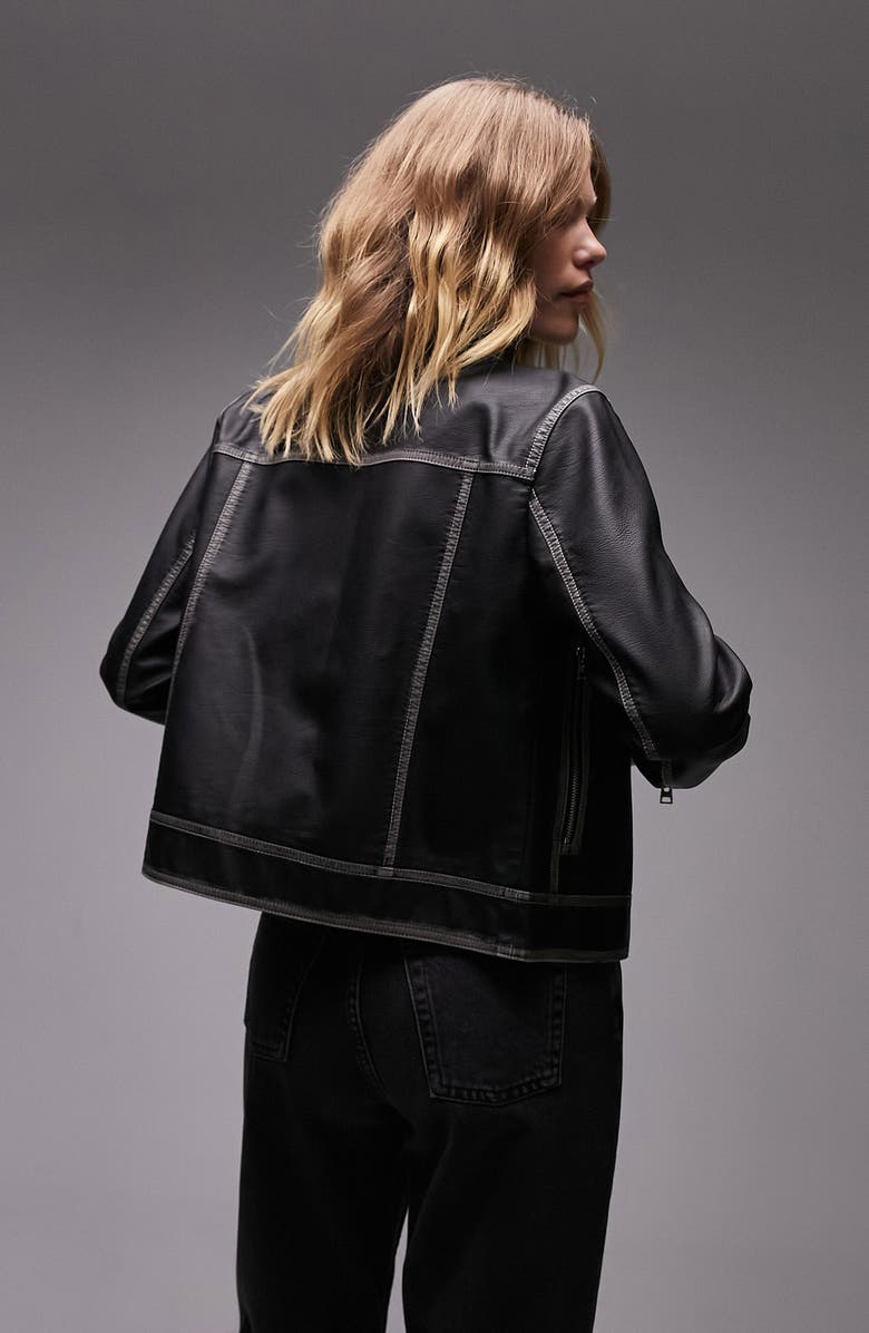 Topshop Faux Leather Jacket, Alternate, color, 