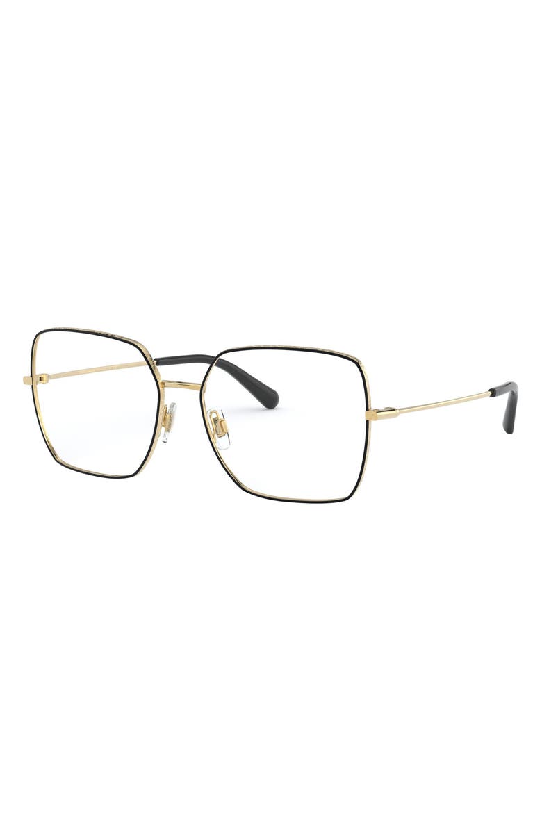 Dolce&Gabbana 54mm Square Optical Glasses, Alternate, color, Gold Black