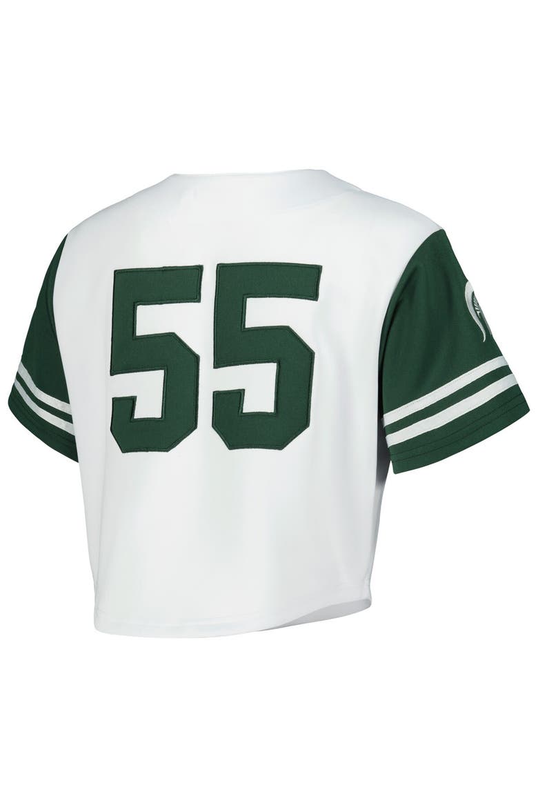 Women's Established & Co. White Michigan State Spartans Baseball Jersey Cropped T-Shirt, Alternate, color, White