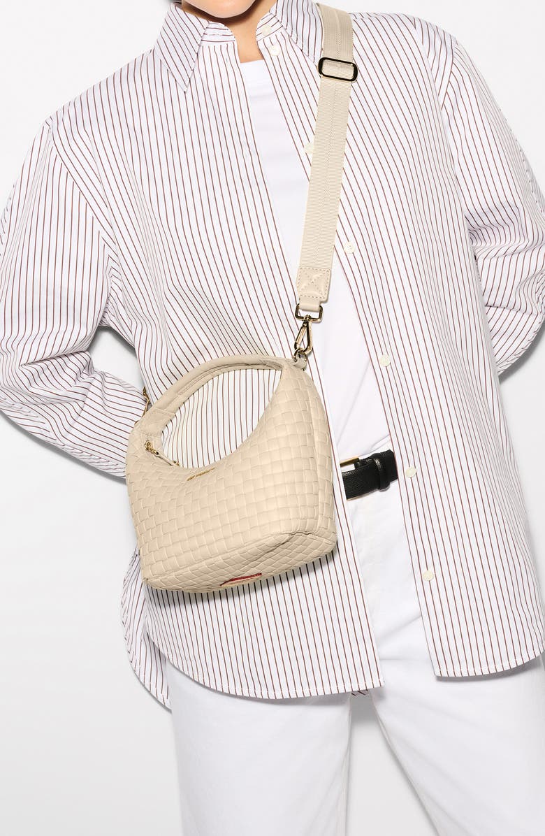 MZ Wallace Mini Woven Top Handle Hobo Bag, Alternate, color, Buff