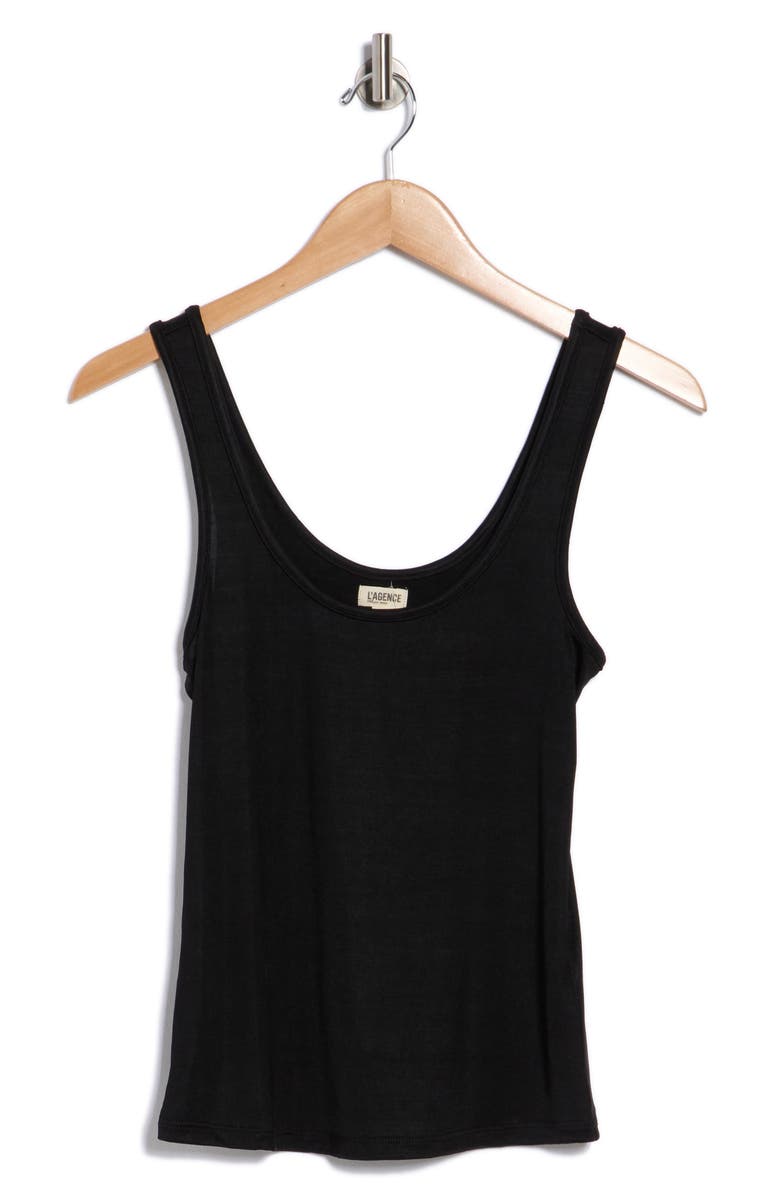 L'AGENCE Chrissy Scoop Neck Tank, Main, color, Black