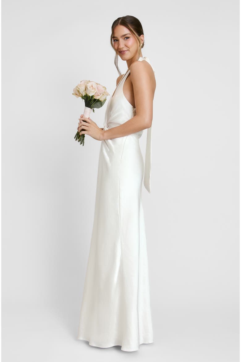 Plunge Knot Neck Scarf Bridesmaid Dress, Alternate, color, Ivory