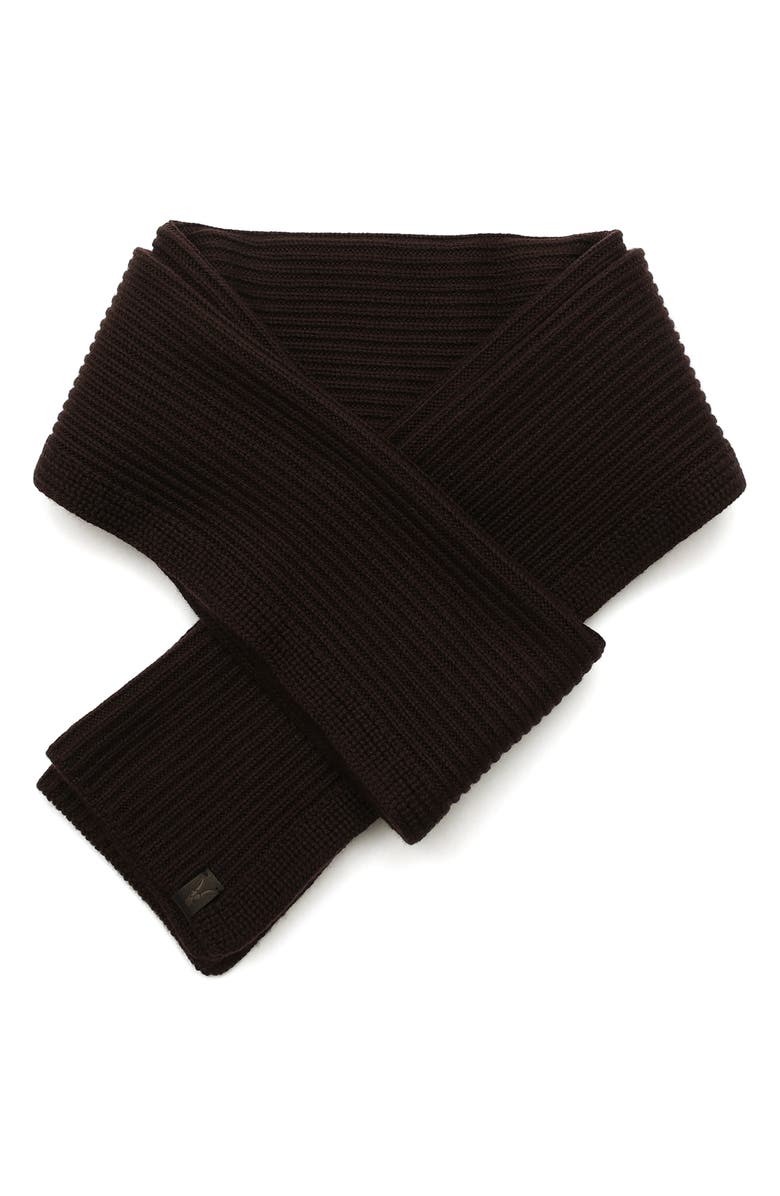 AllSaints Merino Wool Rib Scarf, Alternate, color, Wine Brown
