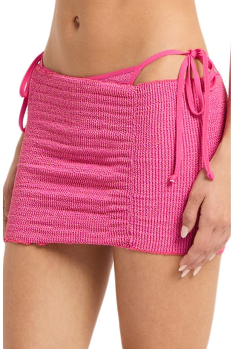 Dara Metallic Knit Convertible Cover-Up, Alternate, color, WILD BERRY LUREX
