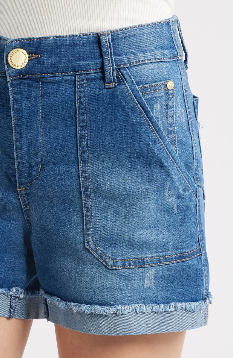Wit & Wisdom 'Ab'Solution Patch Pocket High Waist Denim Shorts, Alternate, color, Medium Blue Vintage